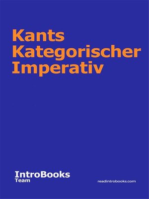 cover image of Kants Kategorischer Imperativ